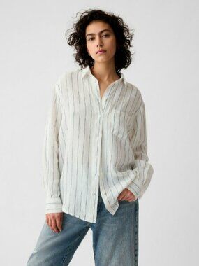 GAP White 100% Linen Big Shirt Size Large